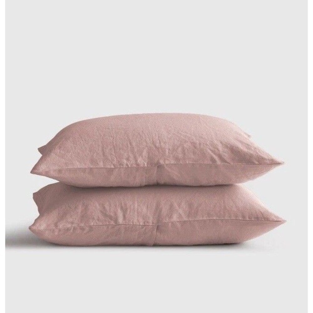 European Linen Sham Set, King, Dusty Mauve Quince